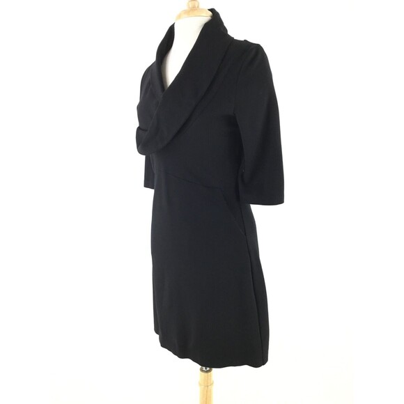 Nature vs Future Ponte Dress sz M Black Stretch Asymmetrical Shawl Neck Artsy US - Picture 4 of 11